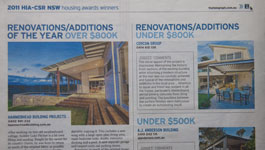 A detailed media article of the award winning building and renovations to a Manly rresidence by the Covcon Group